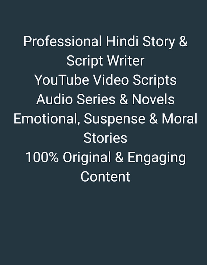 write engaging hindi stories and youtube scriptwriting