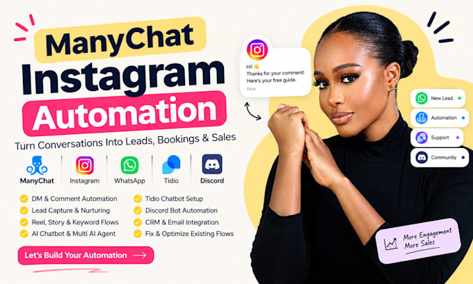 setup build manychat uchat bot automation manychat tidio chatbot manychat expert