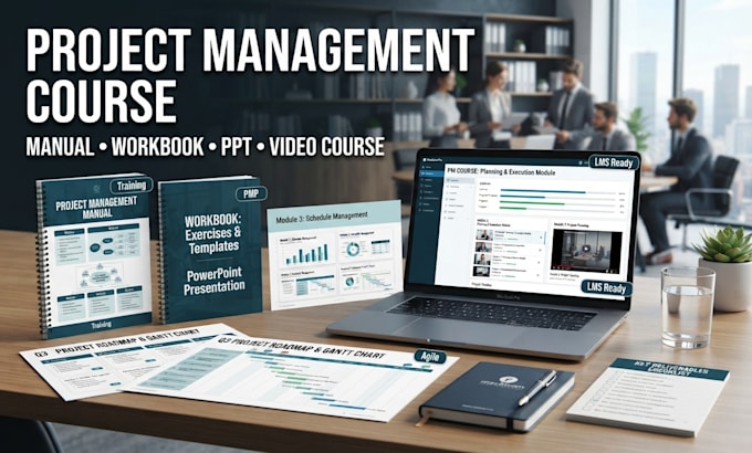 create project management course, manual, workbook, PPT, video course
