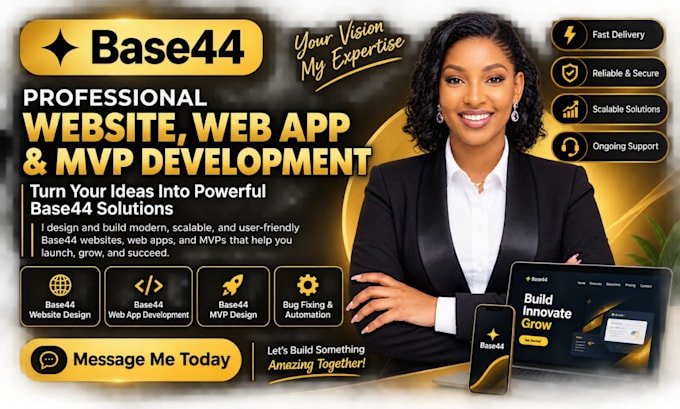 design a professional base44 website, base44 web app or base44 mvp website