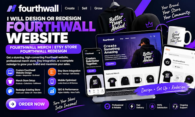 design fourthwall website fourthwall merch etsy store fourthwall redesign