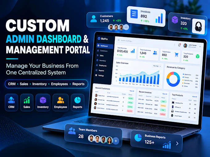 build a custom admin dashboard CRM or management portal