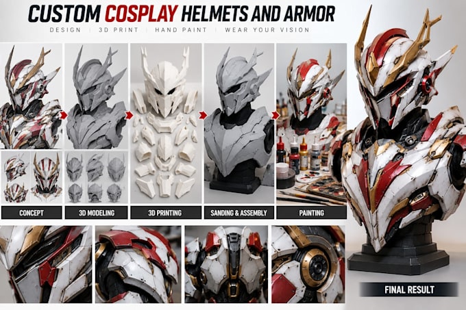 create 3d print and paint custom cosplay helmets and armor for 3d printing