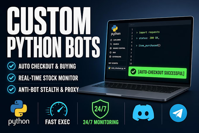 build a custom auto purchase bot, auto checkout bot, and shopping bot