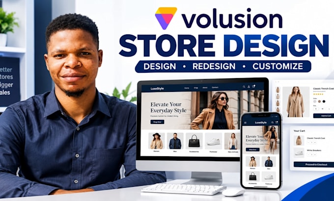 design redesign and customize your volusion ecommerce store website