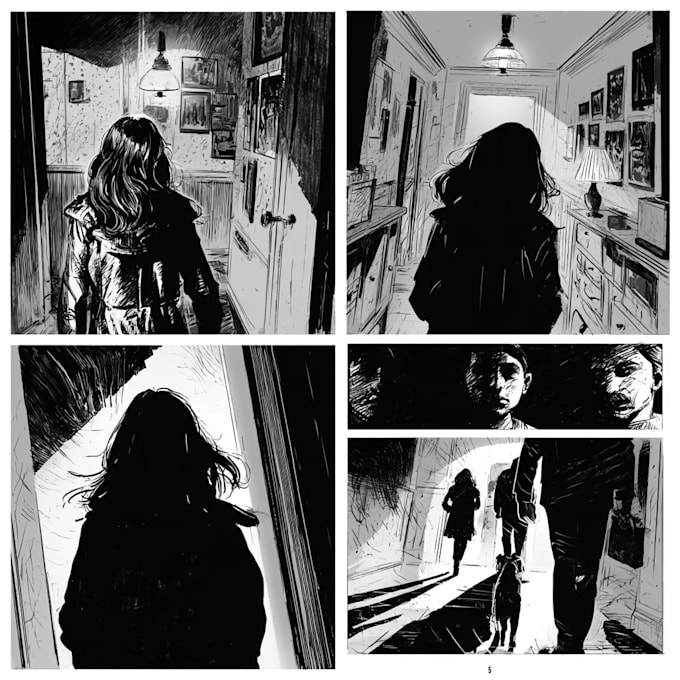 create professional noir and horror comic illustrations