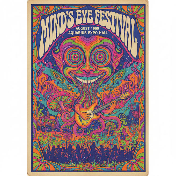 design retro psychedelic poster art
