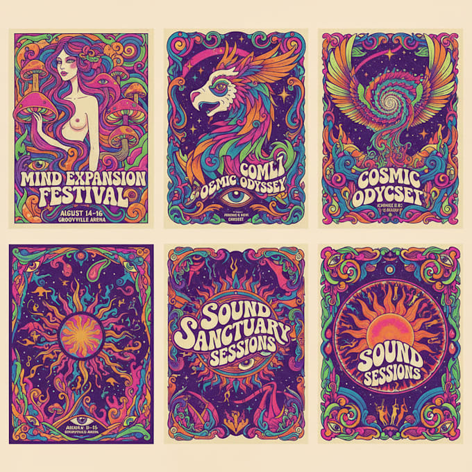 create professional psychedelic poster designs