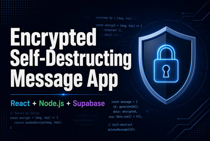 create encrypted self destructing secret message sharing web app
