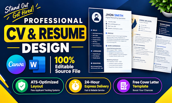design a modern professional resume CV in canva