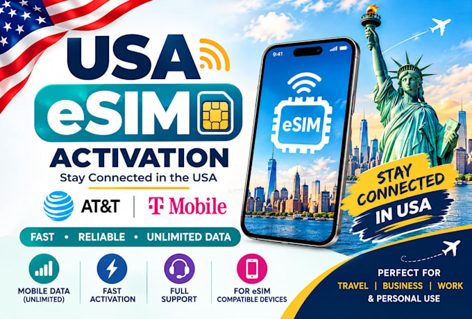 setup and activate your USA esim for travel and work