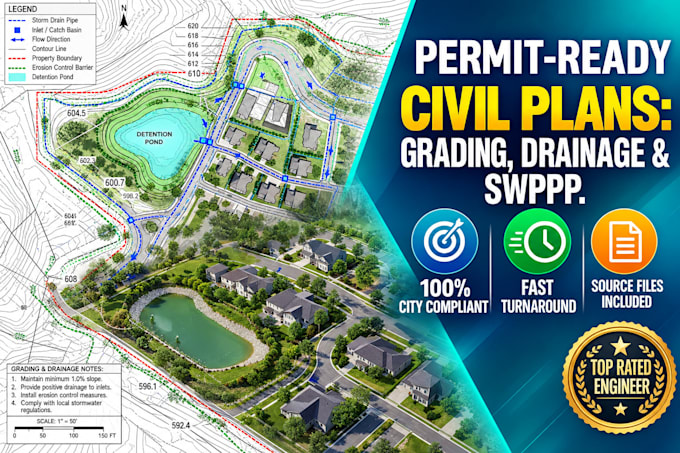 draft a grading drainage plan swppp stormwater and erosion control plan