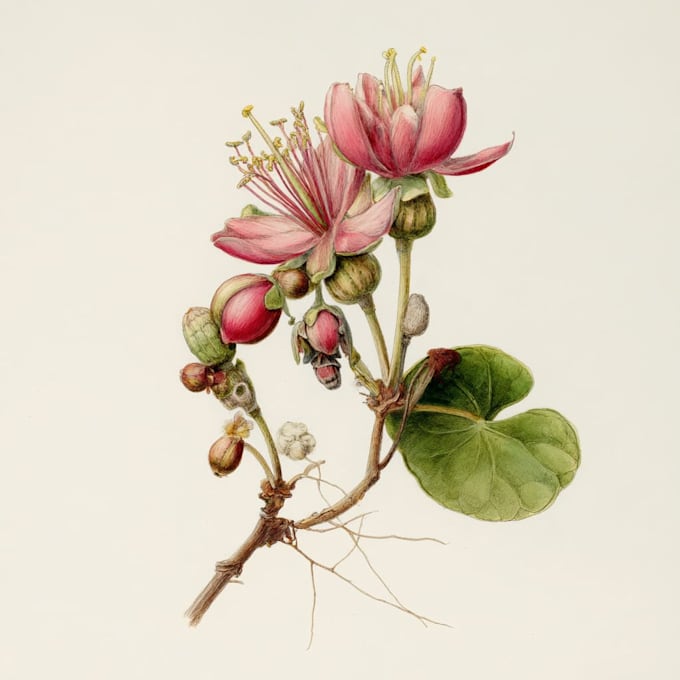 draw botanical illustration flower, plant