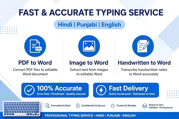 do fat hindi punjabi and english typing