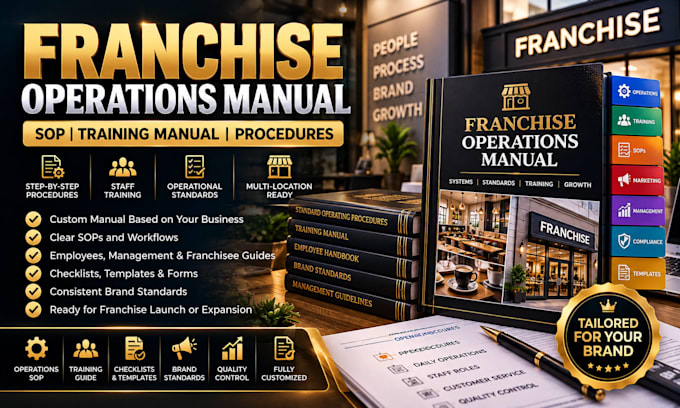 create franchise operations manual, sop, training manual and procedures