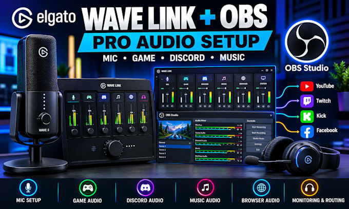 setup elgato wave link with obs audio