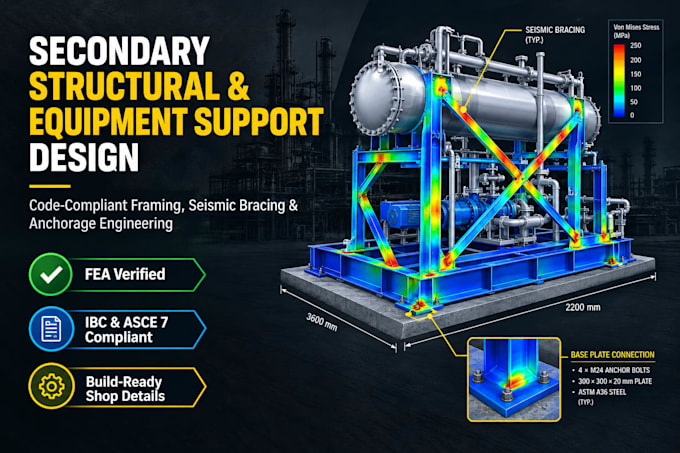 equipment support design and secondary framing
