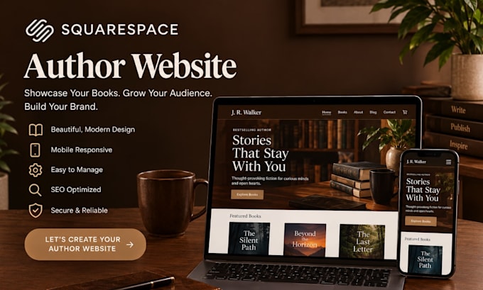 design squarespace author website, book author website in squarespace
