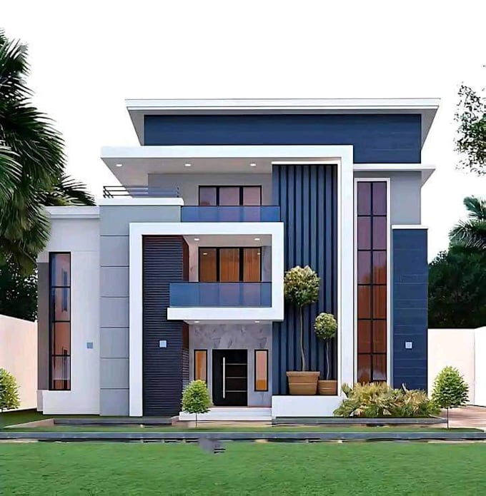 design modern house exterior facade and 3d architectural rendering