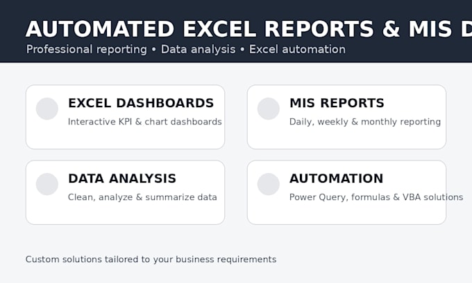 create automated excel reports, dashboards and mis