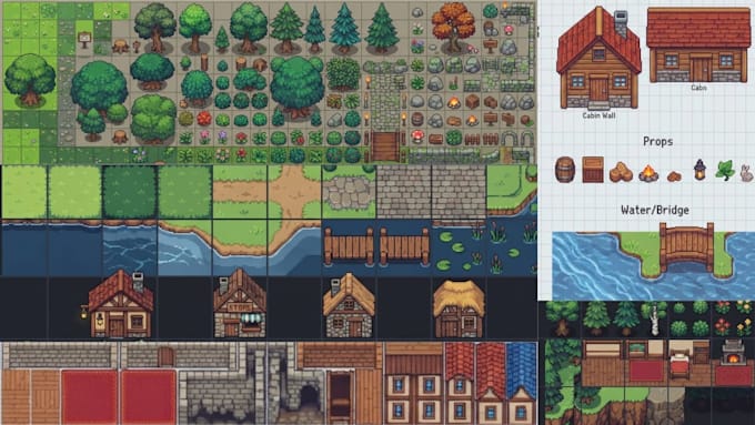 create 2d pixel art tileset game art tilemap pixel character