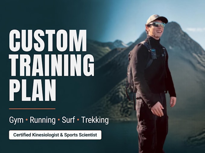 create a training plan for gym, running, surfing, football or trekking