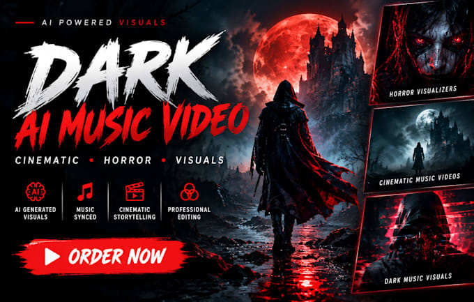 create a dark cinematic ai music video and horror visualizer