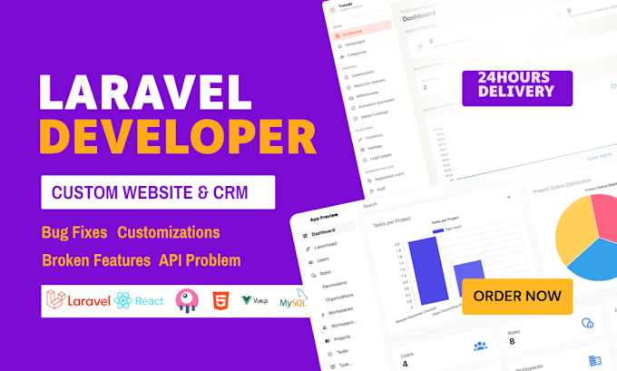 laravel bug fix, upgrade laravel website, API error fix