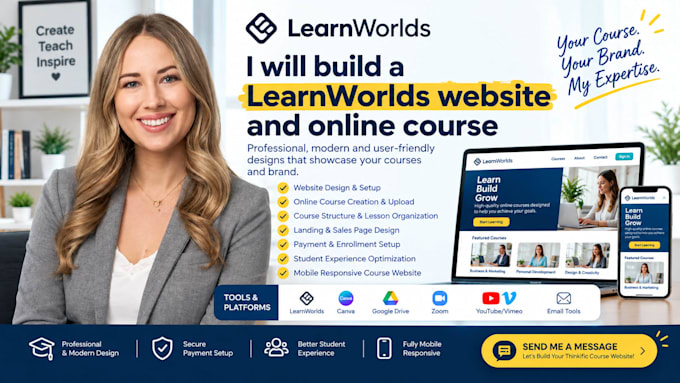 build learnworlds website and online course