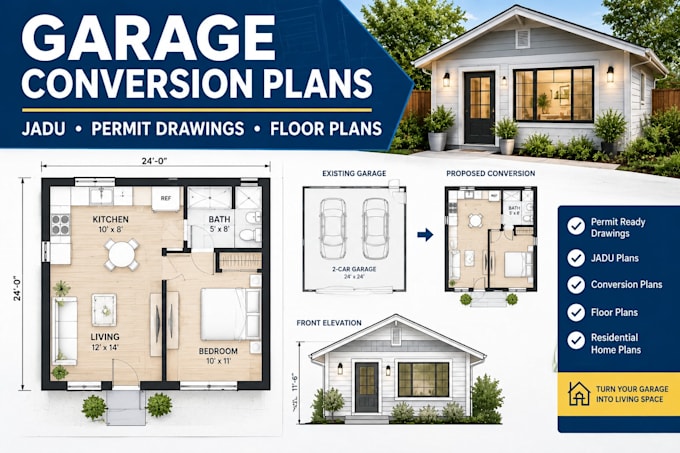 do adu, jadu permit drawing, floor plan, conversion and residential home plan