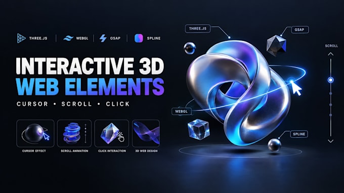 create interactive 3d web elements that follow cursor scroll or click