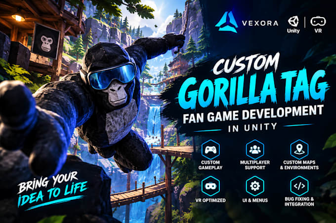 make a custom gorilla tag fan game in unity for VR
