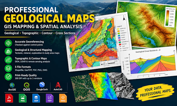 create geological maps, cross sections and topo maps in gis