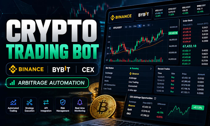 develop automated crypto trading bot for binance bybit and cex arbitrage