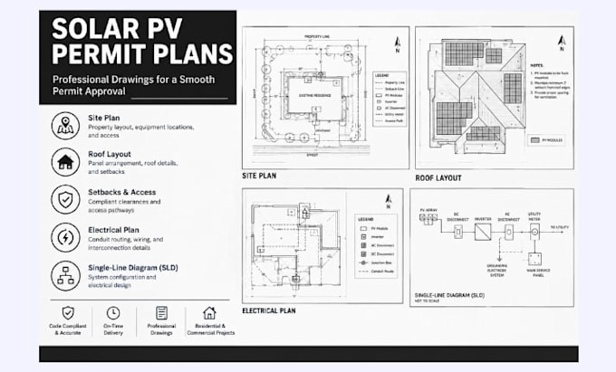 design solar pv permit plans site plan roof layout, setbacks sld