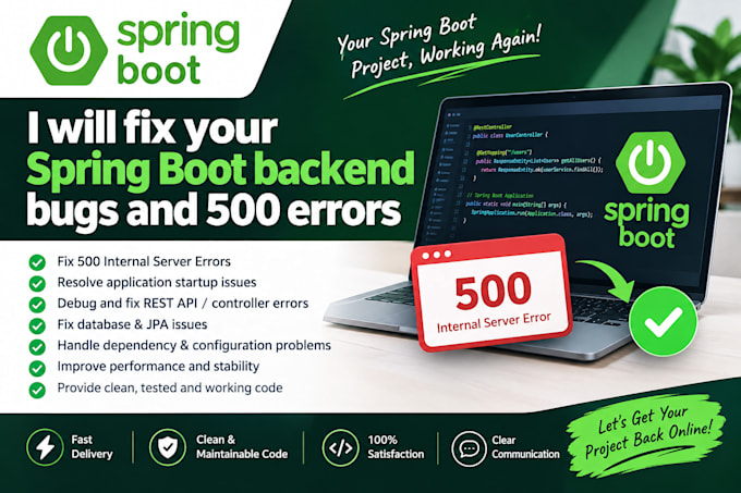 fix your spring boot backend bugs and 500 errors