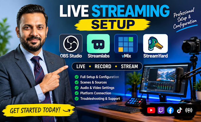 configure obs studio, streamlabs, vmix for streaming