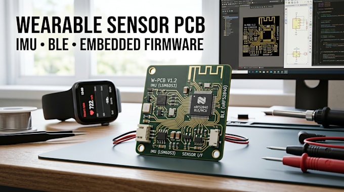 design wearable sensor pcb, imu sensor fusion, ble and embedded firmware