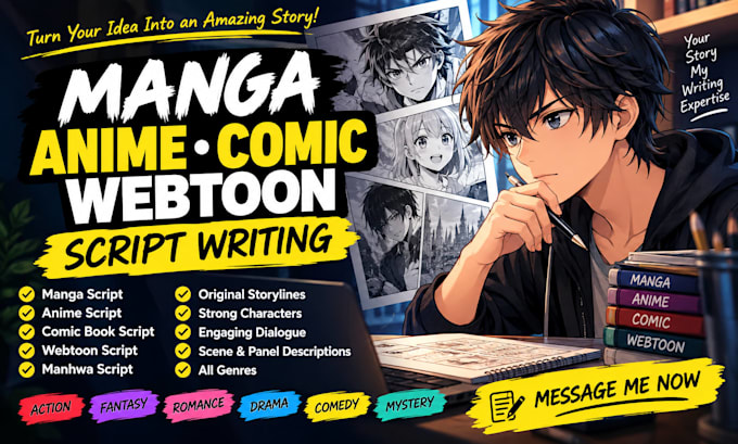 write your manga script, webtoon, manhwa or comic book story