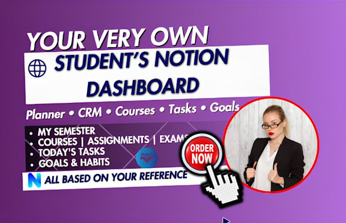 design your notion crm planner dashboard based on your reference
