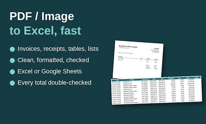 convert PDF or image data to excel or google sheets