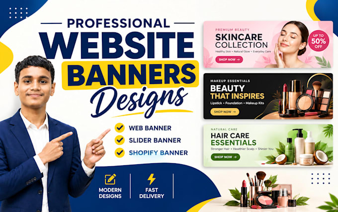 design a professional website banner, web slider and shopify banner