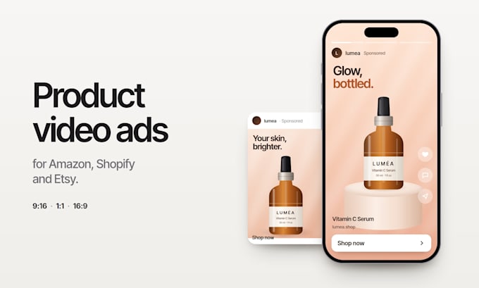 create product video ads for your amazon, shopify or etsy listing