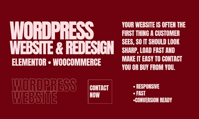 design or redesign wordpress website with elementor and woocommerce