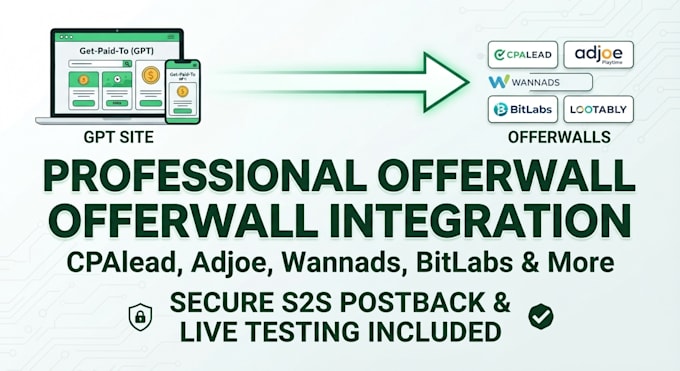integrate offerwall on your get paid to site with postback