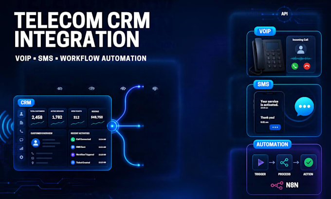 integrate your telecom CRM with voip, SMS and workflow automation