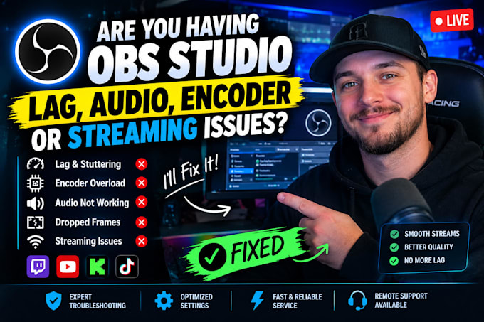 fix obs studio lag, audio encoder and streaming issue