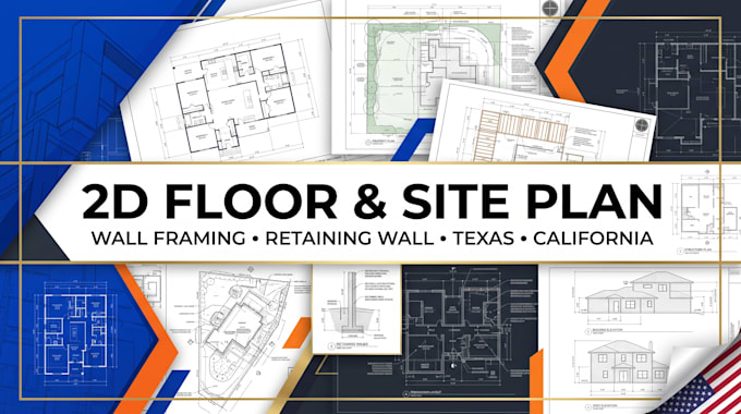 2d floor and site plan wall framing plan retaining wall plan texas california