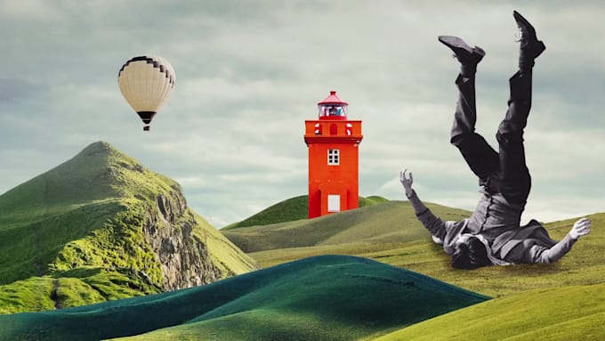 create surreal fight collage animation motion graphics and animated lyric video