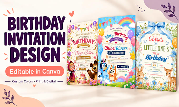 design editable birthday invitation cards in canva